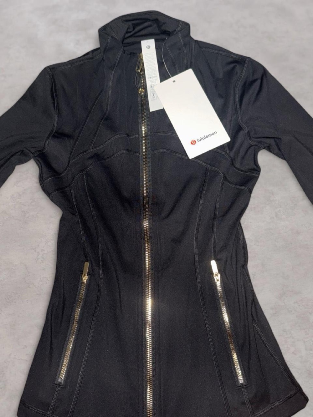 lululemon set athletica Black Long-Sleeve Zip Athletic with Gold Zippers